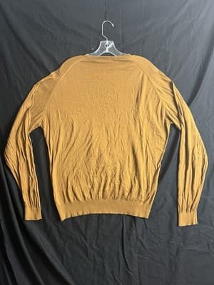 John Smedley Mens XL Sea Island Crew Neck Cotton Sweater England Saffron Gold - Thumbnail 8