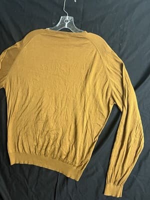 John Smedley Mens XL Sea Island Crew Neck Cotton Sweater England Saffron Gold - Thumbnail 9