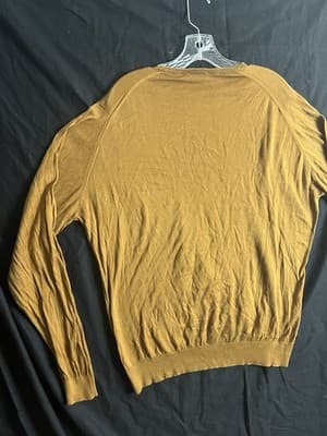 John Smedley Mens XL Sea Island Crew Neck Cotton Sweater England Saffron Gold - Thumbnail 10