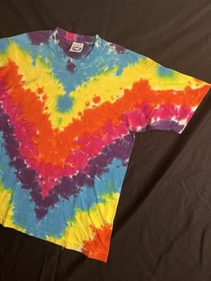 VTG Y2K Liquid Blue Tie Dye Blank T-Shirt Mens L Short Sleeve Crew Colorful USA - Thumbnail 2