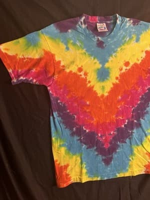 VTG Y2K Liquid Blue Tie Dye Blank T-Shirt Mens L Short Sleeve Crew Colorful USA - Thumbnail 3