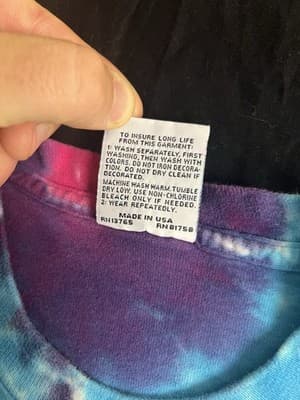 VTG Y2K Liquid Blue Tie Dye Blank T-Shirt Mens L Short Sleeve Crew Colorful USA - Thumbnail 5