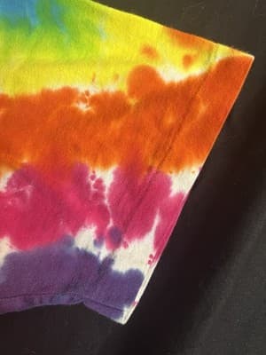 VTG Y2K Liquid Blue Tie Dye Blank T-Shirt Mens L Short Sleeve Crew Colorful USA - Thumbnail 6