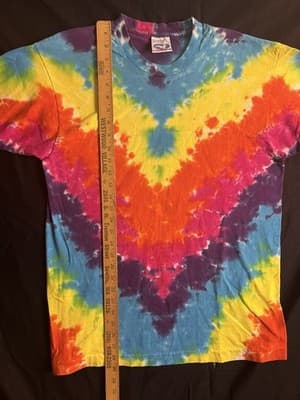 VTG Y2K Liquid Blue Tie Dye Blank T-Shirt Mens L Short Sleeve Crew Colorful USA - Thumbnail 7