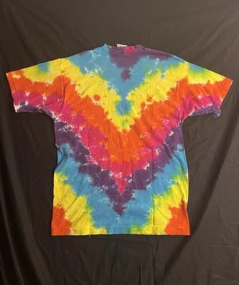 VTG Y2K Liquid Blue Tie Dye Blank T-Shirt Mens L Short Sleeve Crew Colorful USA - Thumbnail 9