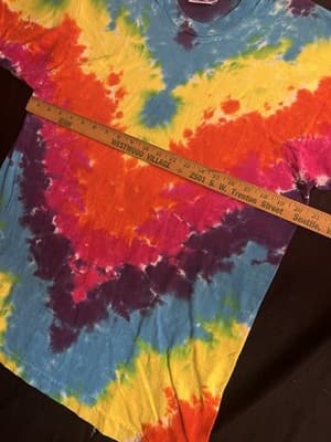 VTG Y2K Liquid Blue Tie Dye Blank T-Shirt Mens L Short Sleeve Crew Colorful USA - Thumbnail 8