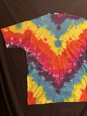 VTG Y2K Liquid Blue Tie Dye Blank T-Shirt Mens L Short Sleeve Crew Colorful USA - Thumbnail 10