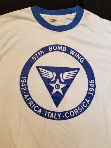 Vintage Rare Army 57th Bomb Wing Squad Ringer Rare 1942-1945 T-Shirt XL Blue Tee - Thumbnail 2