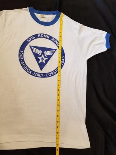 Vintage Rare Army 57th Bomb Wing Squad Ringer Rare 1942-1945 T-Shirt XL Blue Tee - Thumbnail 7