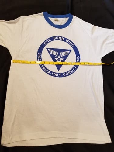 Vintage Rare Army 57th Bomb Wing Squad Ringer Rare 1942-1945 T-Shirt XL Blue Tee - Thumbnail 8