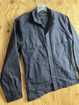 FILSON Dry Tin Cloth Jac-Shirt Midnight Navy Men’s XS Cotton Jacket Button Snap - Thumbnail 2