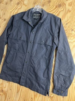 FILSON Dry Tin Cloth Jac-Shirt Midnight Navy Men’s XS Cotton Jacket Button Snap - Thumbnail 3