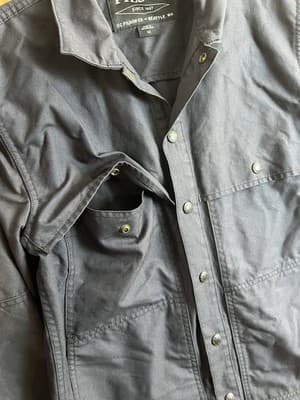 FILSON Dry Tin Cloth Jac-Shirt Midnight Navy Men’s XS Cotton Jacket Button Snap - Thumbnail 4