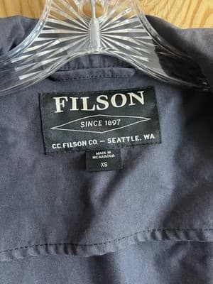 FILSON Dry Tin Cloth Jac-Shirt Midnight Navy Men’s XS Cotton Jacket Button Snap - Thumbnail 6