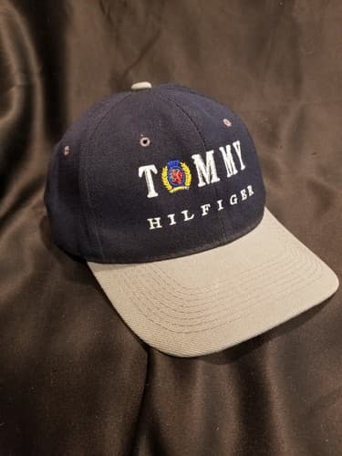 VTG Tommy Hilfiger Snapback Hat Men's Blue Acrylic/Wool Adjustable Cap Vintage - Image 1