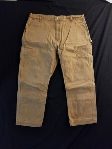 Carhartt Mens 42x30 *40x28 Double Knee Canvas Work Pants Dungaree USA B01 BRN - Image 1