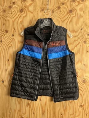 Cotopaxi Fuego Down Vest in Black Chestnut Stripes Womens S Broken Zipper READ - Image 1