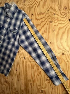 Dixxon Flannel Mens M The Midway Blue & White Pearl Snap Button Shirt Flannel - Thumbnail 7