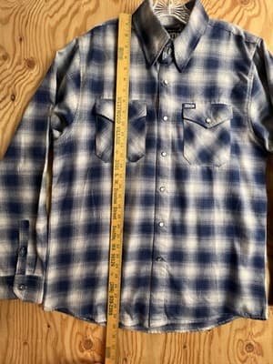 Dixxon Flannel Mens M The Midway Blue & White Pearl Snap Button Shirt Flannel - Thumbnail 5