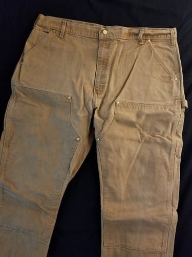 Carhartt Mens 42x30 *40x28 Double Knee Canvas Work Pants Dungaree USA B01 BRN - Thumbnail 2