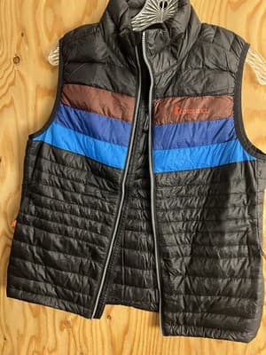 Cotopaxi Fuego Down Vest in Black Chestnut Stripes Womens S Broken Zipper READ - Thumbnail 5