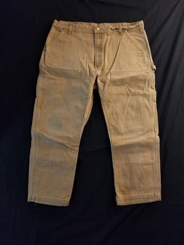 Carhartt Mens 42x30 *40x28 Double Knee Canvas Work Pants Dungaree USA B01 BRN - Thumbnail 6