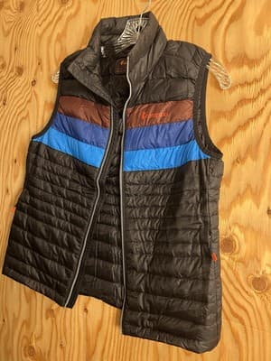 Cotopaxi Fuego Down Vest in Black Chestnut Stripes Womens S Broken Zipper READ - Thumbnail 2