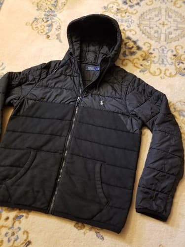 Rare Polo Ralph Lauren Full Zip Hybrid Quilt Fleece Hoodie Jacket M/L Puffer - Thumbnail 2