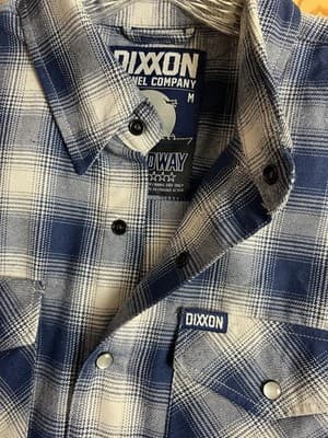 Dixxon Flannel Mens M The Midway Blue & White Pearl Snap Button Shirt Flannel - Thumbnail 4