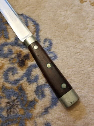 Vintage Hollow Ground 14.25" PERSONNA Carving Knife W/ Inlaid Wood Handle - Thumbnail 2