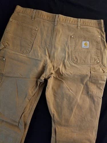 Carhartt Mens 42x30 *40x28 Double Knee Canvas Work Pants Dungaree USA B01 BRN - Thumbnail 9