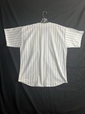 VTG Chicago Cubs Russell Athletic Blank Jersey Mens XL USA Pinstripe Shirt - Thumbnail 10