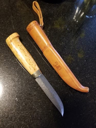 Vtg PUUKKO Scandinavian Pioneer Skinning Knife Hunting Camping Handmade N Birch - Thumbnail 2