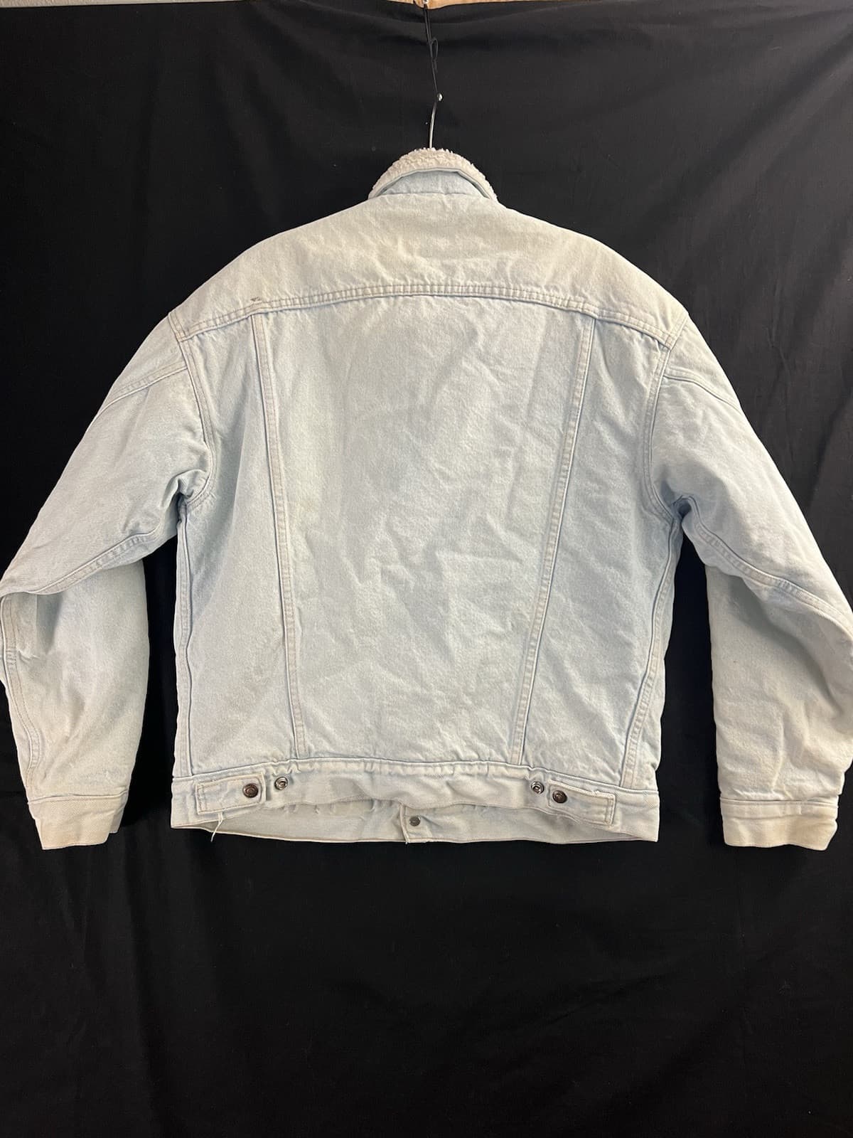 VTG 80s Levis Denim Jean Jacket Mens M Sherpa Lined USA Light Wash Trucker - Thumbnail 10