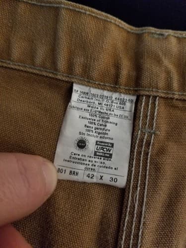 Carhartt Mens 42x30 *40x28 Double Knee Canvas Work Pants Dungaree USA B01 BRN - Thumbnail 5