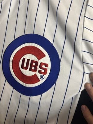 VTG Chicago Cubs Russell Athletic Blank Jersey Mens XL USA Pinstripe Shirt - Thumbnail 5