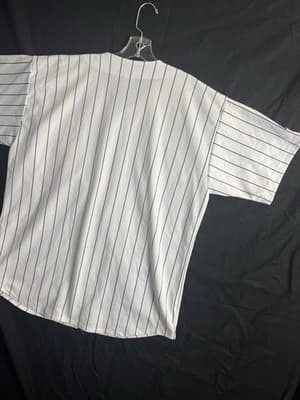 VTG Chicago Cubs Russell Athletic Blank Jersey Mens XL USA Pinstripe Shirt - Thumbnail 11