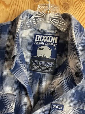 Dixxon Flannel Mens M The Midway Blue & White Pearl Snap Button Shirt Flannel - Thumbnail 3