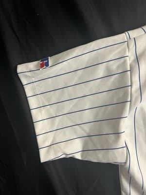 VTG Chicago Cubs Russell Athletic Blank Jersey Mens XL USA Pinstripe Shirt - Thumbnail 7