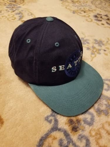 Rare Vintage Seattle Mariners 90s Snapback Hat Griffey Teal Script New Baseball - Thumbnail 6