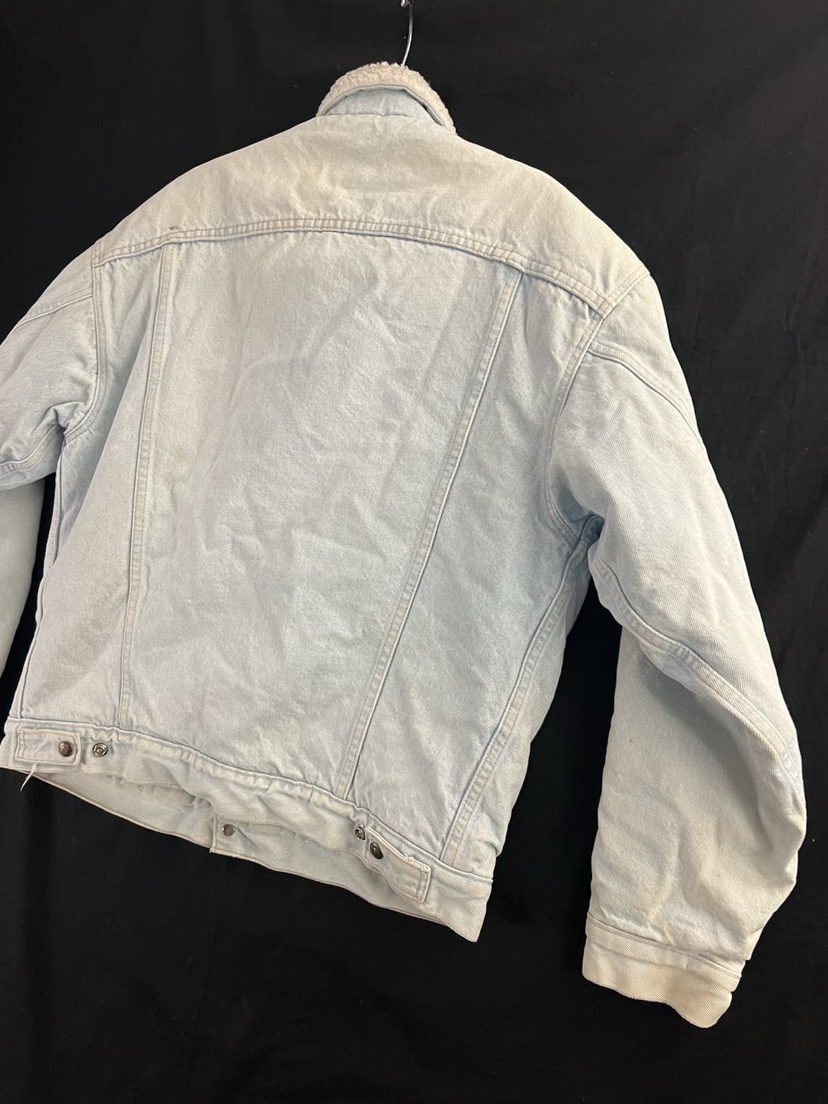 VTG 80s Levis Denim Jean Jacket Mens M Sherpa Lined USA Light Wash Trucker - Thumbnail 11