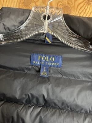 Polo Ralph Lauren Puffer Jacket Mens L Black Red Pony Full Zip Quilted Down - Thumbnail 8
