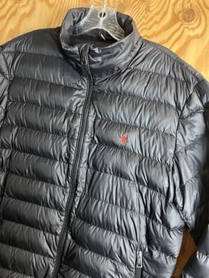 Polo Ralph Lauren Puffer Jacket Mens L Black Red Pony Full Zip Quilted Down - Thumbnail 2