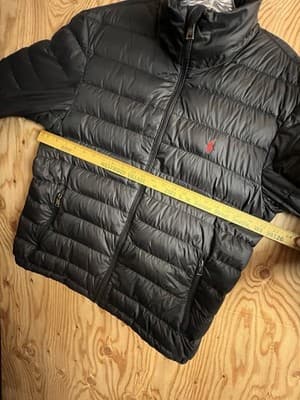 Polo Ralph Lauren Puffer Jacket Mens L Black Red Pony Full Zip Quilted Down - Thumbnail 5