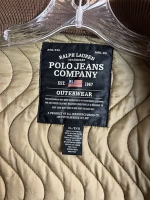 VTG Polo Ralph Lauren Jeans Company Mens XL Brown Quilted Full Zip Jacket Swirl - Thumbnail 8