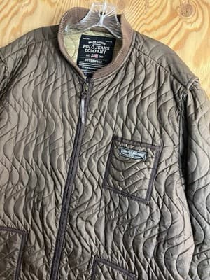 VTG Polo Ralph Lauren Jeans Company Mens XL Brown Quilted Full Zip Jacket Swirl - Thumbnail 2