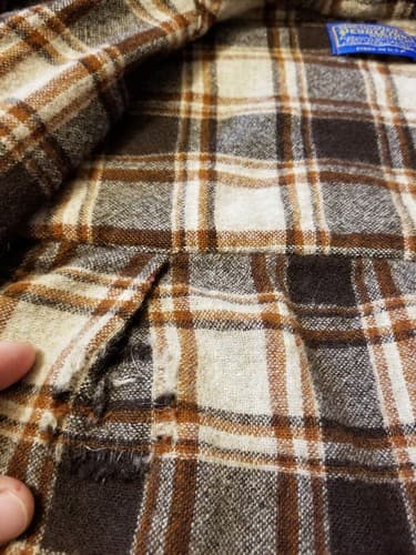 Pendleton Vintage 50s 60s Hand Tailored Wool Plaid Flannel Shirt Brown Custom S - Thumbnail 5