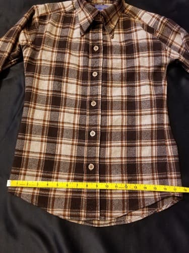 Pendleton Vintage 50s 60s Hand Tailored Wool Plaid Flannel Shirt Brown Custom S - Thumbnail 10