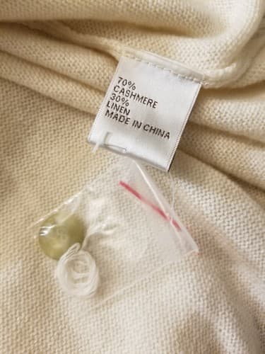 Rare PETER MILLAR Mens 2XL Shawl Sweater Cashmere/ Linen Knit White Cream Button - Thumbnail 5