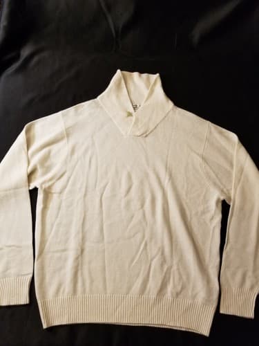 Rare PETER MILLAR Mens 2XL Shawl Sweater Cashmere/ Linen Knit White Cream Button - Image 1